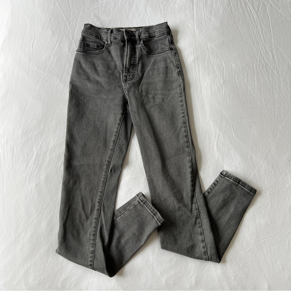 EVERLANE Jeans High Rise Skinny Womens Size 25 Tall Black Grey Wash Zip Fly